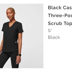 Figs Black Short Sleeve Scrub Top Brand New! Never Worn!